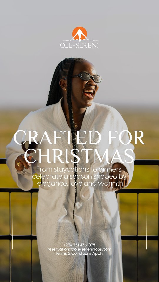 Turn your festive season into a feel-good escape at Ole-Sereni. Cozy rooms? Check ✅
Great views? Absolutely 😍
Warm vibes from the moment you walk in? Always.

Ksh. 15,000 for single or double occupancy
Bed & breakfast included
Free gym, steam, and sauna
A welcome drink to get you in the mood
Valid 10th December 2025 – 10th January 2026

#OleSereniChristmas #olesereni