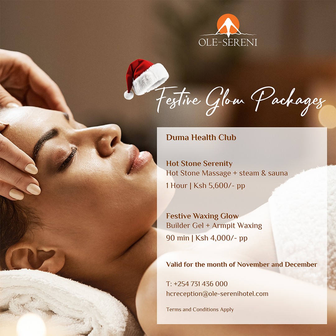 This festive season, give yourself the gift of radiance. Our Festive Glow Spa Packages at Duma Health Club offer tailored treatments designed to relax, rejuvenate, and restore your holiday glow.

To book an appointment, call +254 731 436 000. 

#OleSereni #DumaSpa #FestiveGlow #BestHotelInNairobi