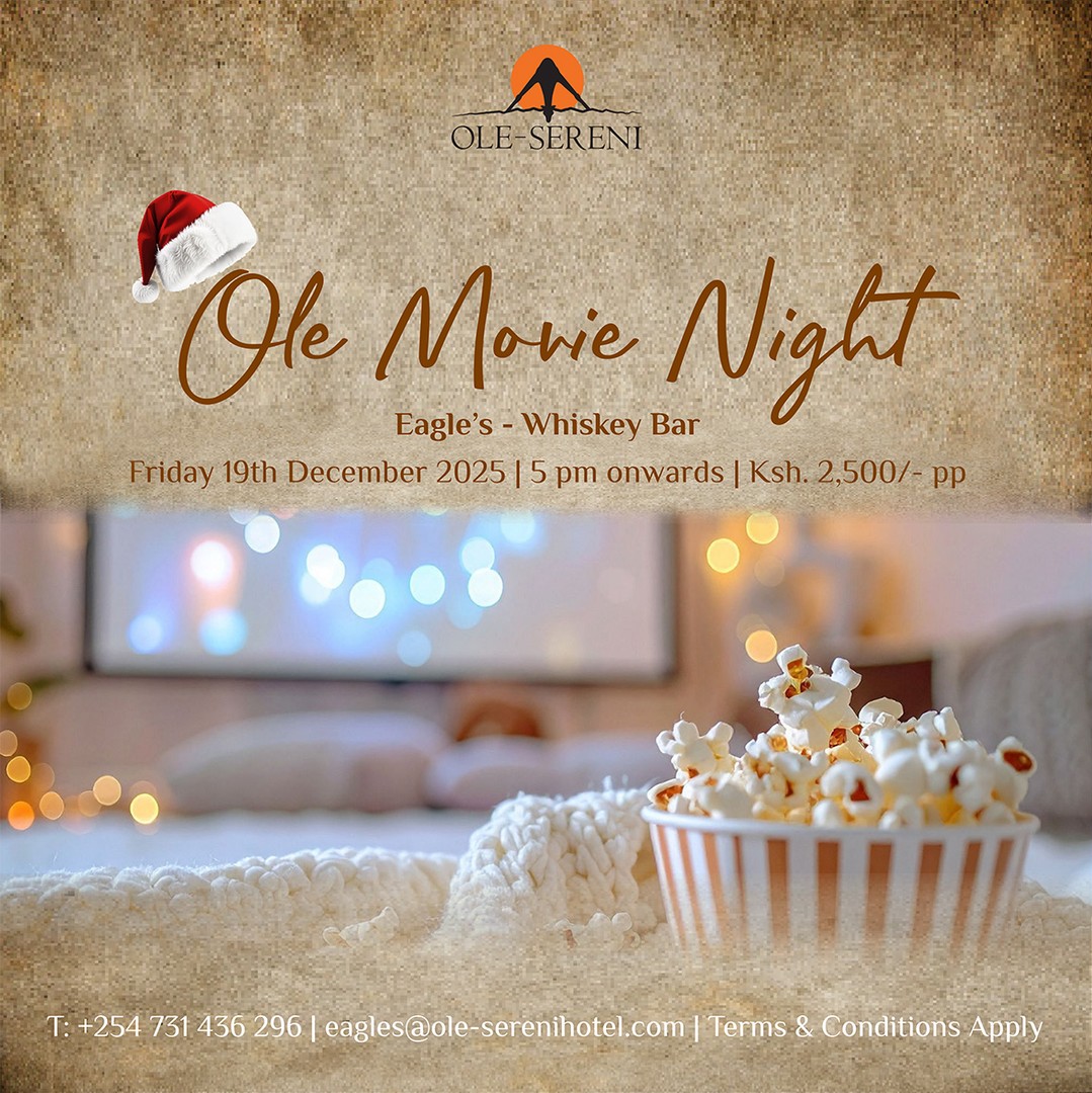 This festive season, join us at Eagle’s Whiskey Bar for a Christmas-themed movie night. Enjoy an intimate screening paired with great food, good company, and the spirit of the season.

To reserve a spot, call +254 731 436296.

#OleSereni #OleMovieNight #BestHotelInNairobi