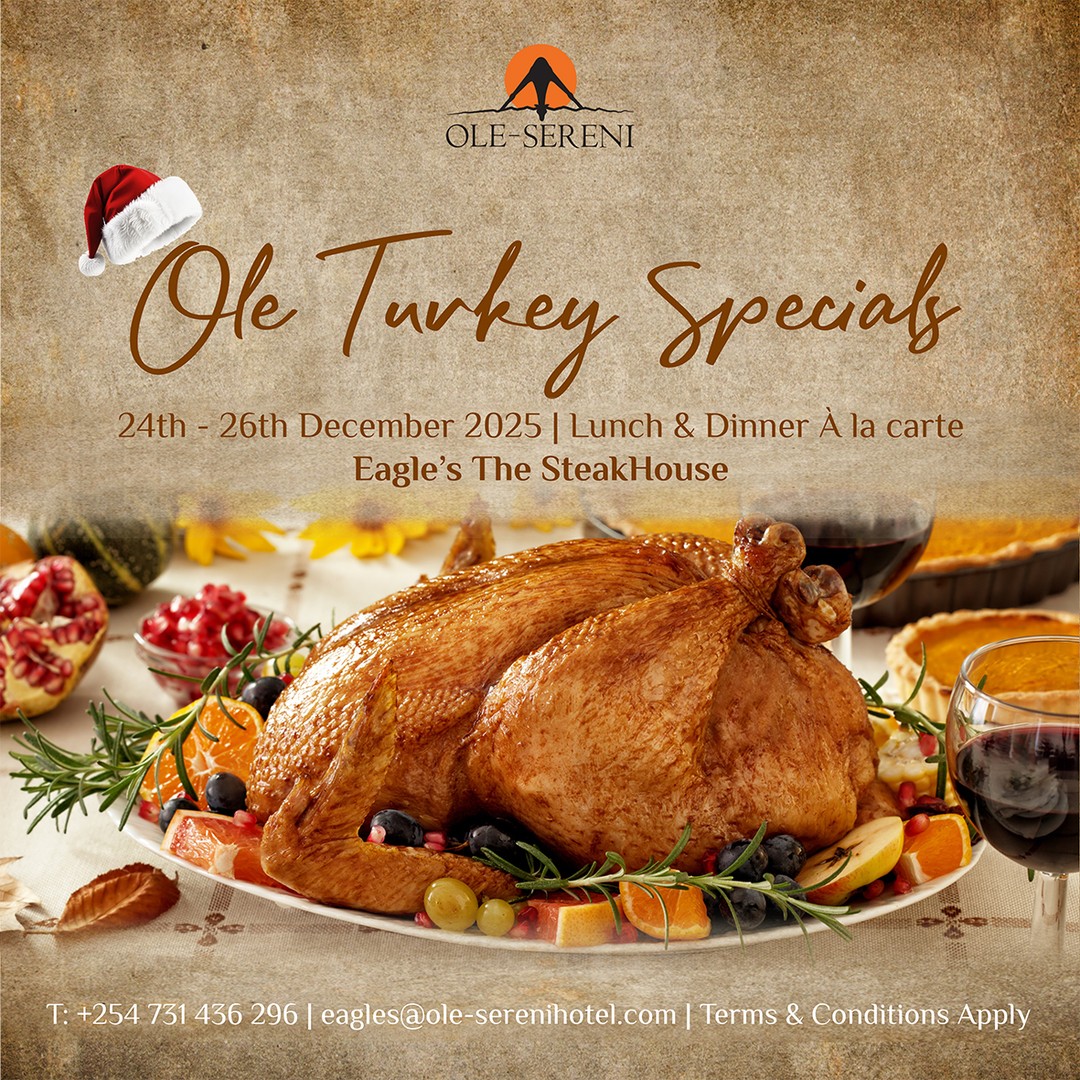 Make your holiday dining extraordinary with our Turkey Specials at Eagle’s The Steakhouse. From 24th to 26th December, enjoy festive inspired turkey specials.

To reserve a table, call +254 731 436296. 

#OleSereni #EaglesTheSteakhouse #BestHotelInNairobi