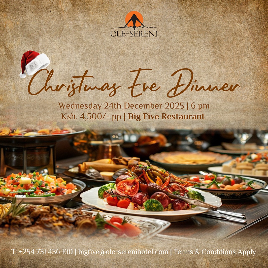 Usher in Christmas with an enchanting Christmas Eve Dinner at Big Five Restaurant. Enjoy a curated festive menu of seasonal delights, perfectly crafted for a warm, memorable evening.

To reserve a table, call +254 731 436100.

#OleSereni #ChristmasEveDinner #BigFiveRestaurant