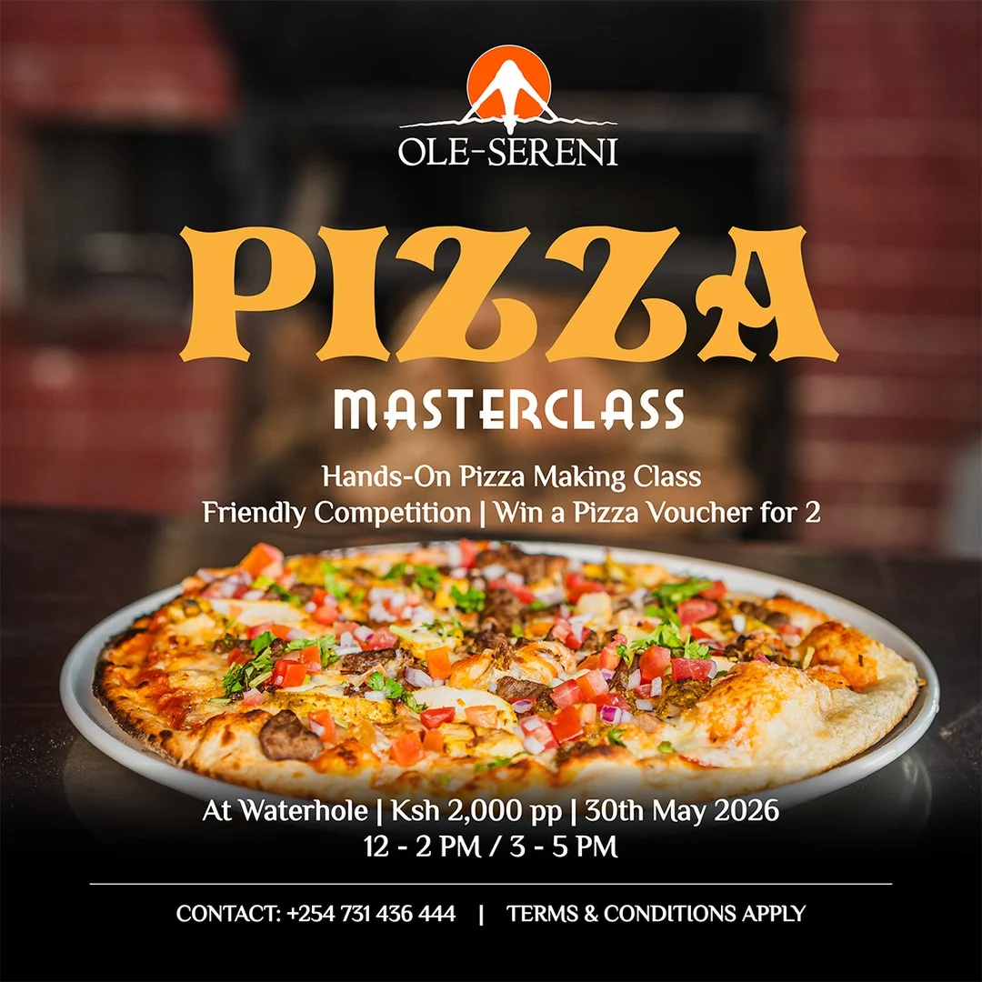Join us at Waterhole on 30th May for a hands-on Pizza Masterclass where you’ll learn the art of baking the perfect pizza from scratch, guided by our chefs.  Participants also get a chance to win a pizza voucher for two in a friendly competition. 

To reserve a spot, +254 731 436444. 

#OleSereni #Waterhole #PizzaMasterclass