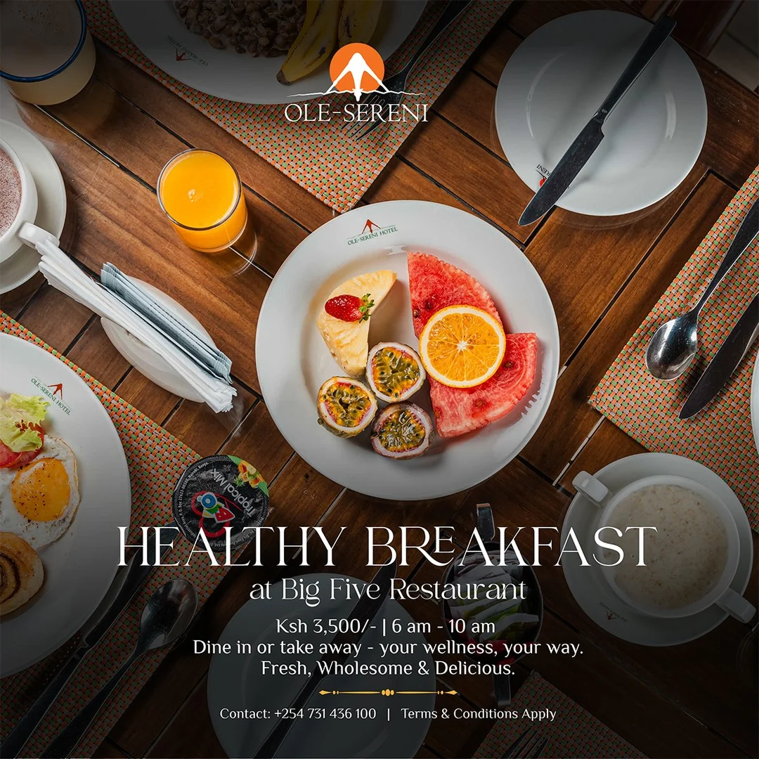Fuel your morning with a wholesome and delicious Healthy Breakfast at Big Five Restaurant. Enjoy a nourishing spread designed to give you the perfect start to your day whether you’re dining in or taking it to go.

To reserve a table, call +254 731 436100.

#OleSereni #BigFiveRestaurant #BestHotelInNairobi